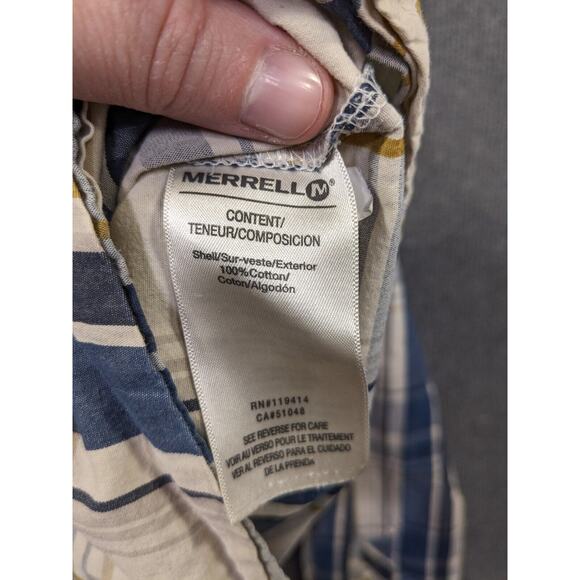 Merrell Button Up Shirt Mens XL Plaid Cotton Pockets Blue Outdoor Preppy - Picture 5 of 11